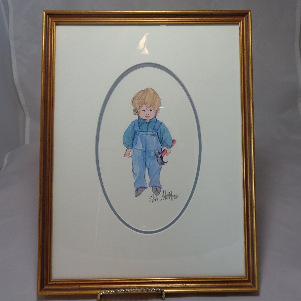 P Buckley Moss Signed/Numbered/Framed Print ~ Simon ~ 1986 Rare!